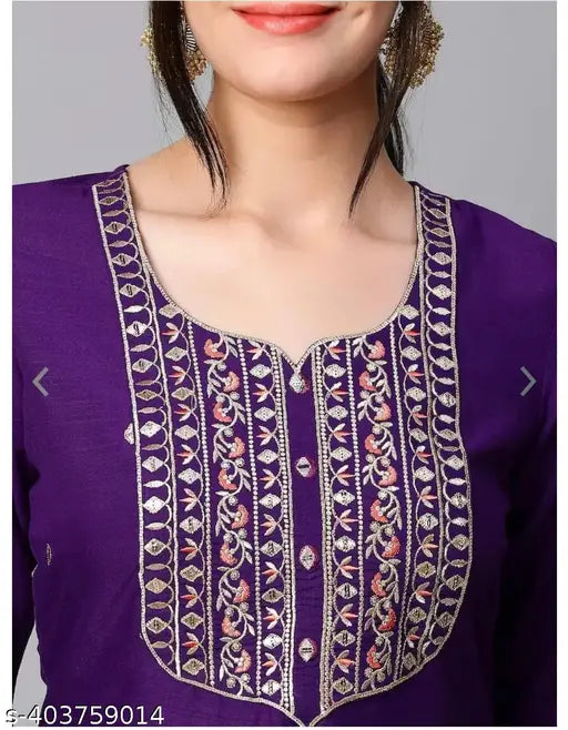 Purple Embroidered Kurta Set