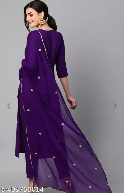 Purple Embroidered Kurta Set