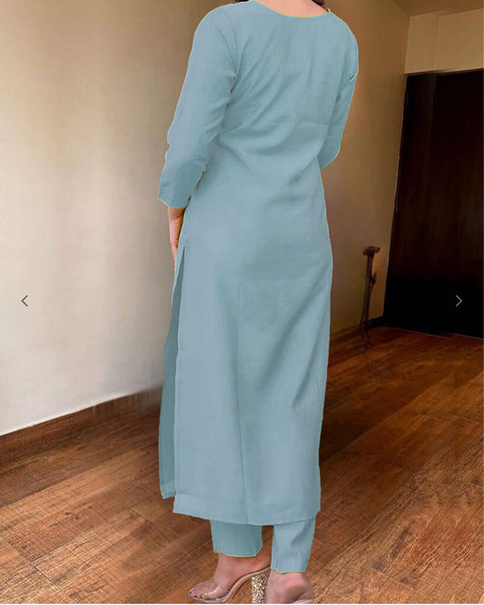 Embroidered Viscose Chanderi Kurta Set