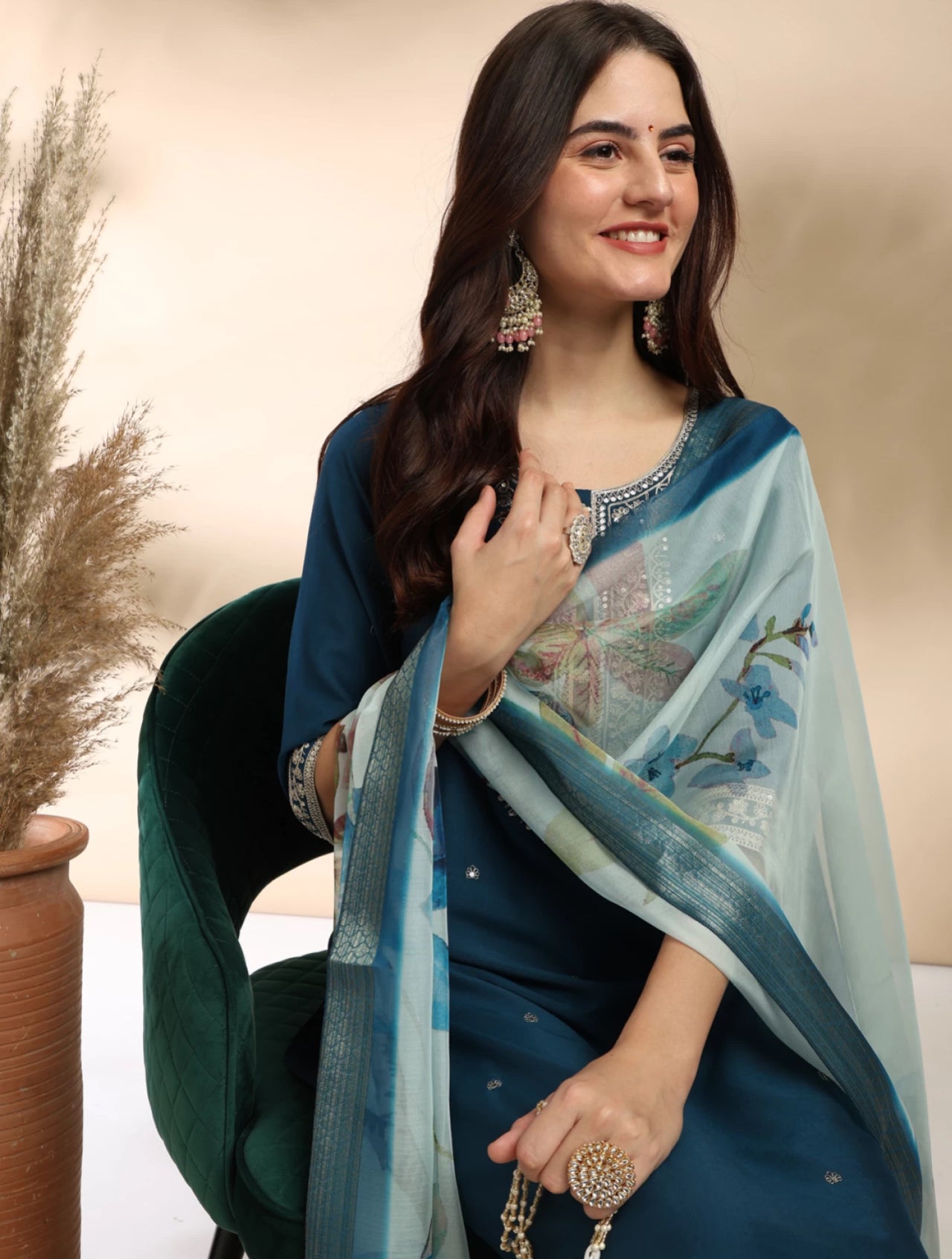 FANCY REYON SLUB KURTA SET WITH DUPATTA