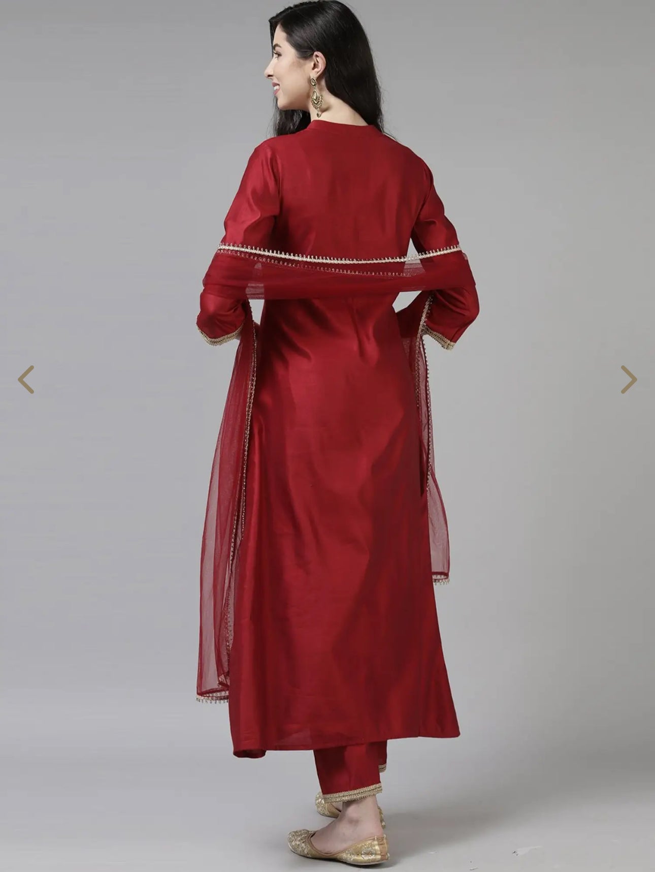 women Maroon etnic motifs Solid kurti set